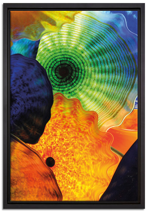 bunte Quallen auf Leinwandbild gerahmt Größe 60x40