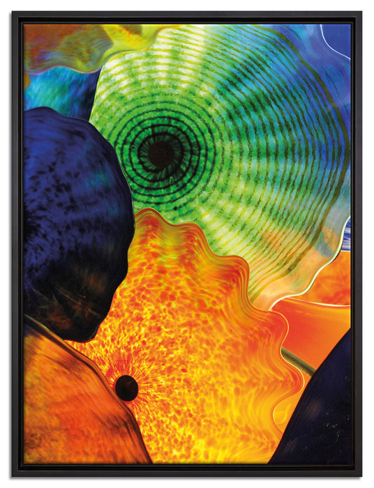 bunte Quallen auf Leinwandbild gerahmt Größe 80x60