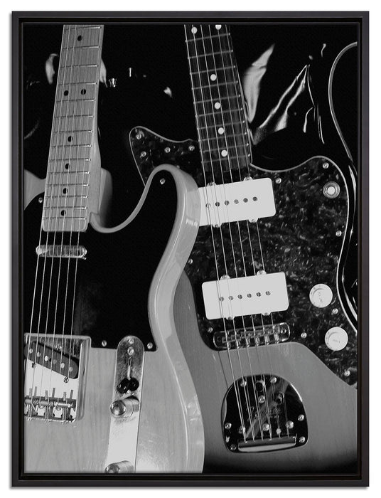 elegante E-Gitarren auf Leinwandbild gerahmt Größe 80x60
