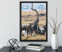 Kaffernbüffel Herde in Savanne auf Leinwandbild gerahmt mit Kirschblüten