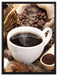 Edler Kaffee und Kaffeebohnen auf Leinwandbild gerahmt Größe 80x60