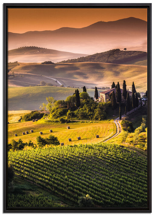Wunderschöne Toskana Landschaft auf Leinwandbild gerahmt Größe 100x70