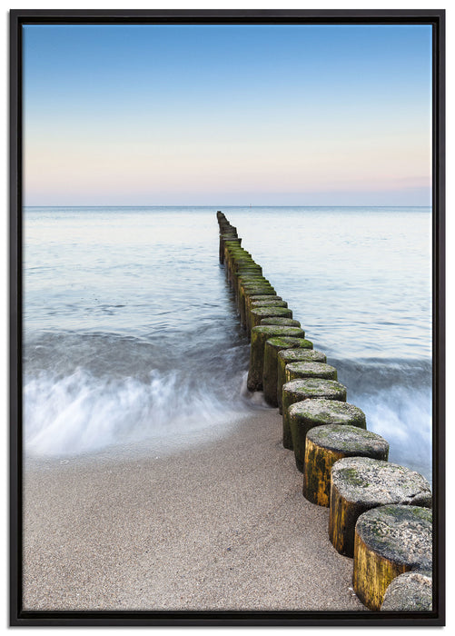 Wellenbrecher im Meer auf Leinwandbild gerahmt Größe 100x70