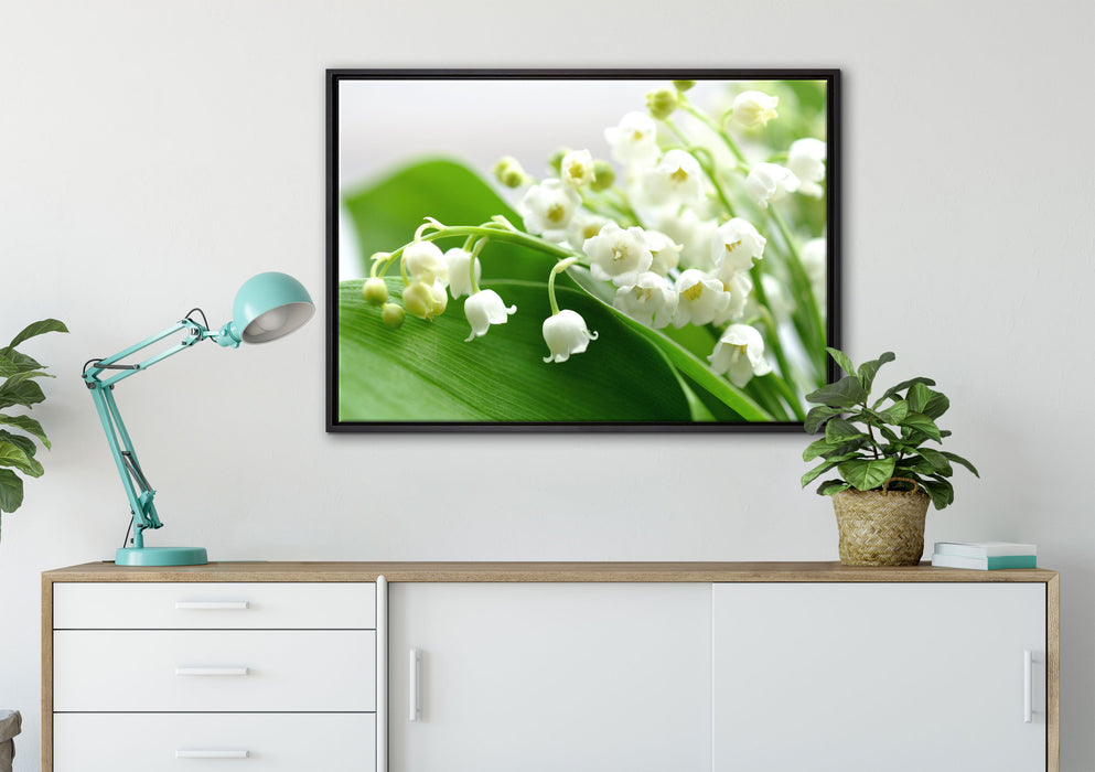 Maiglöckchen Ostern auf Leinwandbild gerahmt verschiedene Größen im Wohnzimmer