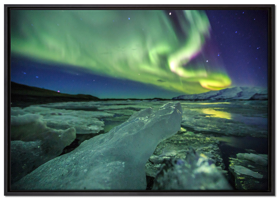 Gletscher Island auf Leinwandbild gerahmt Größe 100x70