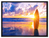 Surfbrett am Strand auf Leinwandbild gerahmt Größe 80x60