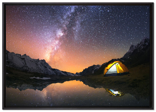 Zelten unter tausenden Sternen auf Leinwandbild gerahmt Größe 100x70