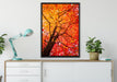 Feurige Herbstblätter auf Leinwandbild gerahmt verschiedene Größen im Wohnzimmer