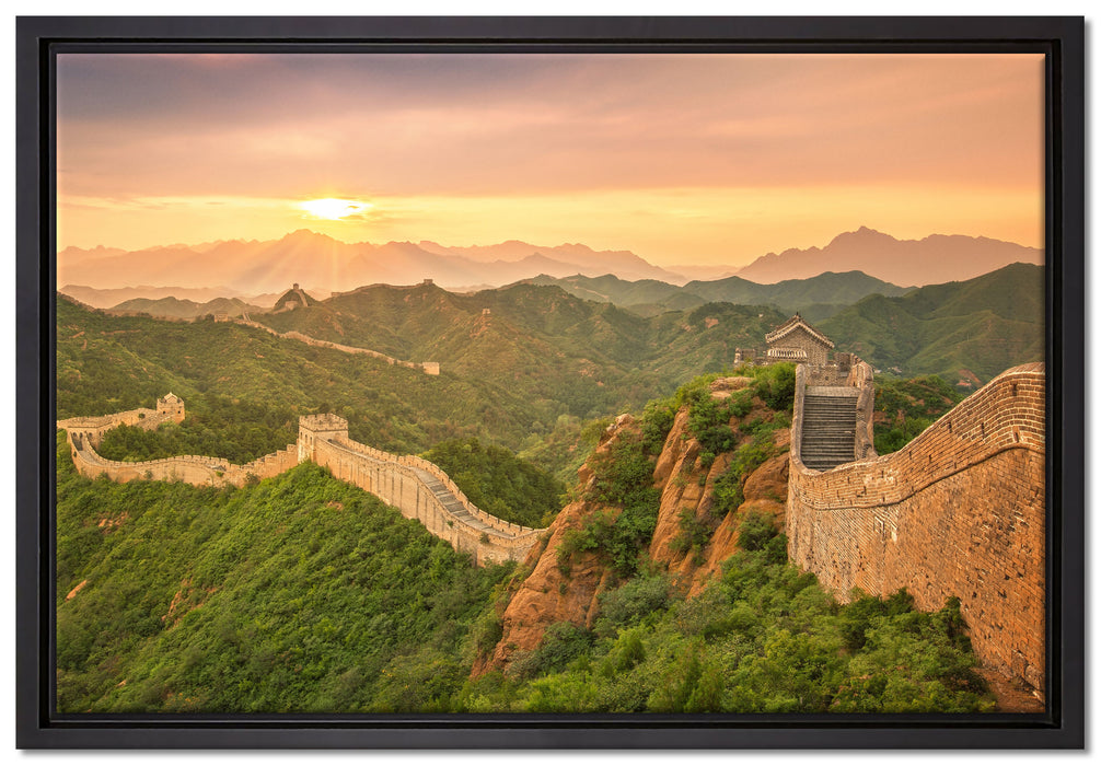 Chinesische Mauer auf Leinwandbild gerahmt Größe 60x40
