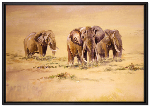 Elefanten in Südafrika auf Leinwandbild gerahmt Größe 100x70