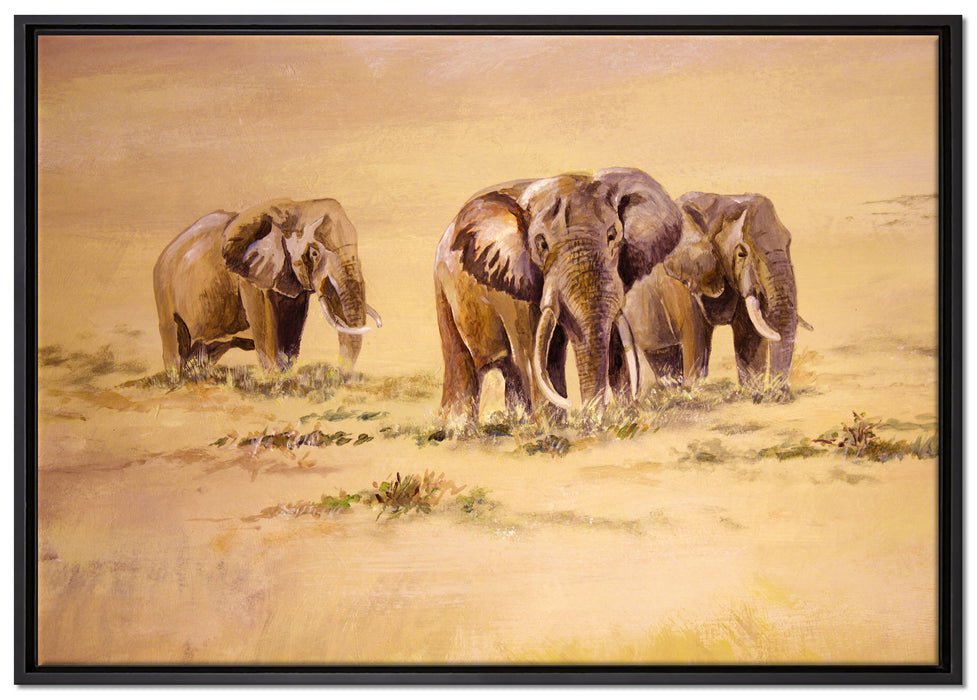 Elefanten in Südafrika auf Leinwandbild gerahmt Größe 100x70