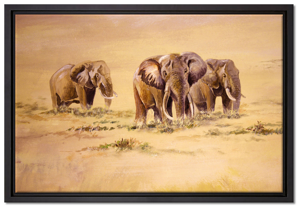 Elefanten in Südafrika auf Leinwandbild gerahmt Größe 60x40