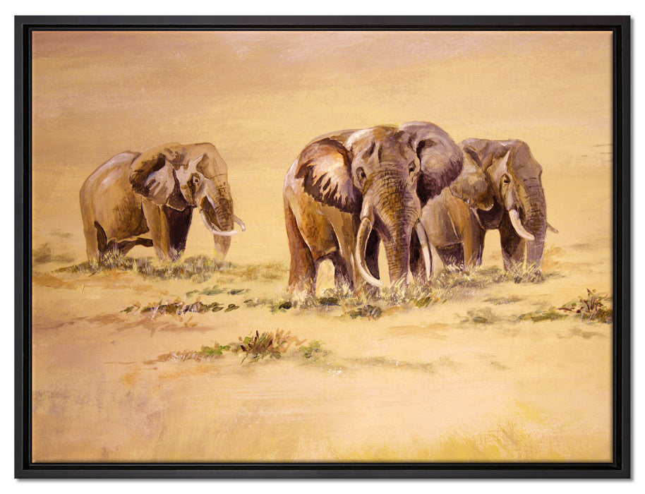 Elefanten in Südafrika auf Leinwandbild gerahmt Größe 80x60
