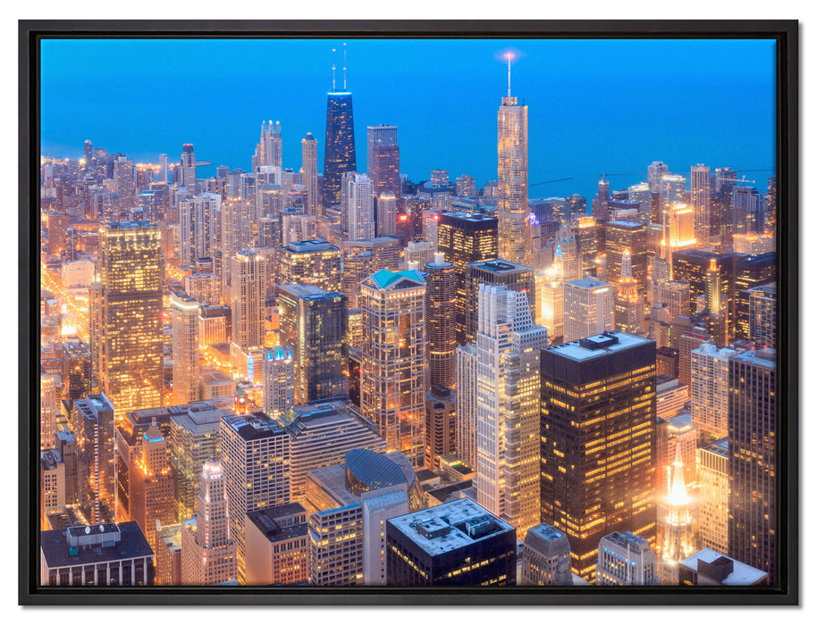Luftaufnahme Chicago auf Leinwandbild gerahmt Größe 80x60