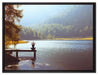 Yoga am See auf Leinwandbild gerahmt Größe 80x60