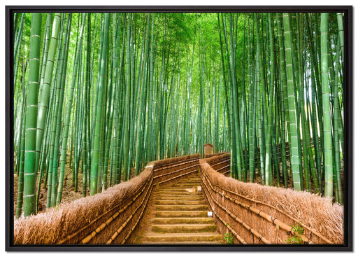 Kyoto Japan Bambuswald auf Leinwandbild gerahmt Größe 100x70