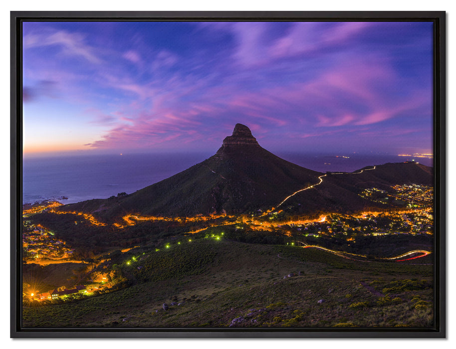 Kapstadts Löwenkopf auf Leinwandbild gerahmt Größe 80x60