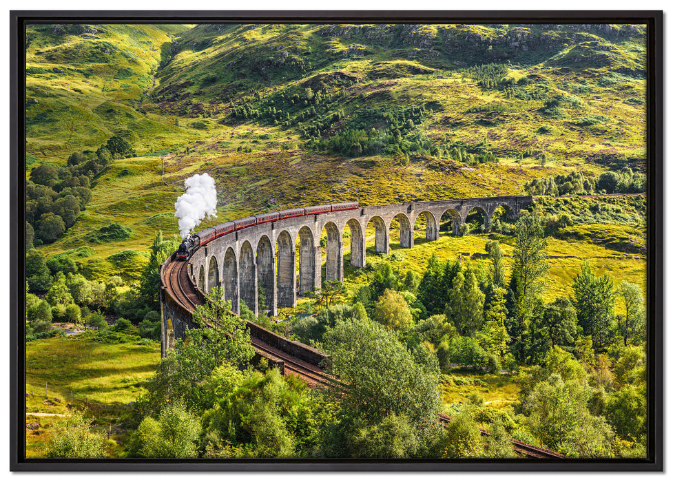 Eisenbahnviadukt in Schottland auf Leinwandbild gerahmt Größe 100x70