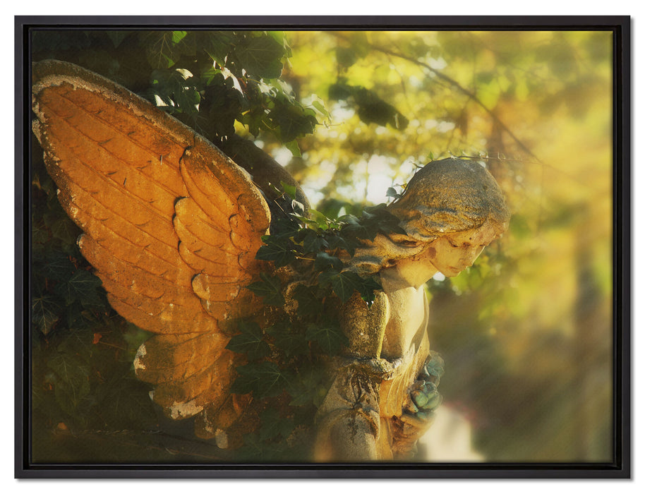 Goldenen Engel im Sonnenlicht auf Leinwandbild gerahmt Größe 80x60