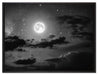 Leuchtender Mond am Nachthimmel auf Leinwandbild gerahmt Größe 80x60