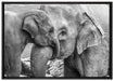 Elefantenmutter mit Kalb B&W auf Leinwandbild gerahmt Größe 100x70