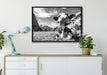 Kuh im Karwendelgebirge Kunst B&W auf Leinwandbild gerahmt verschiedene Größen im Wohnzimmer
