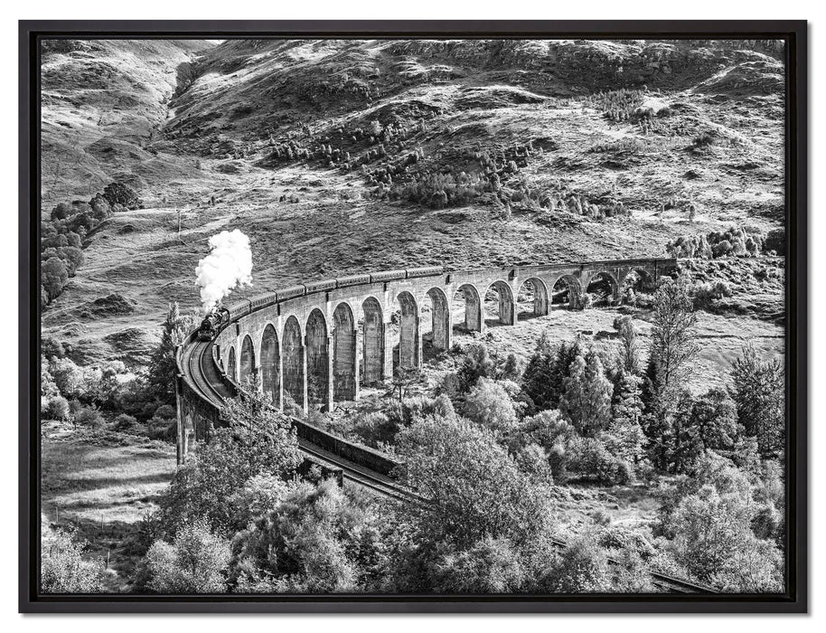 Eisenbahnviadukt in Schottland auf Leinwandbild gerahmt Größe 80x60