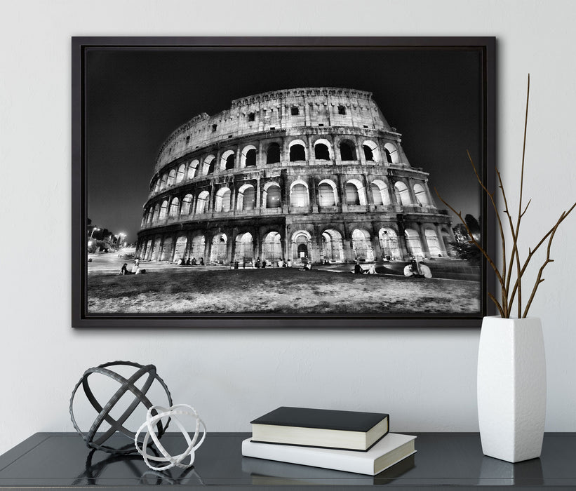 Colosseum in Rom Italien Italy auf Leinwandbild gerahmt mit Kirschblüten