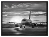 Landendes Flugzeug auf Leinwandbild gerahmt Größe 80x60