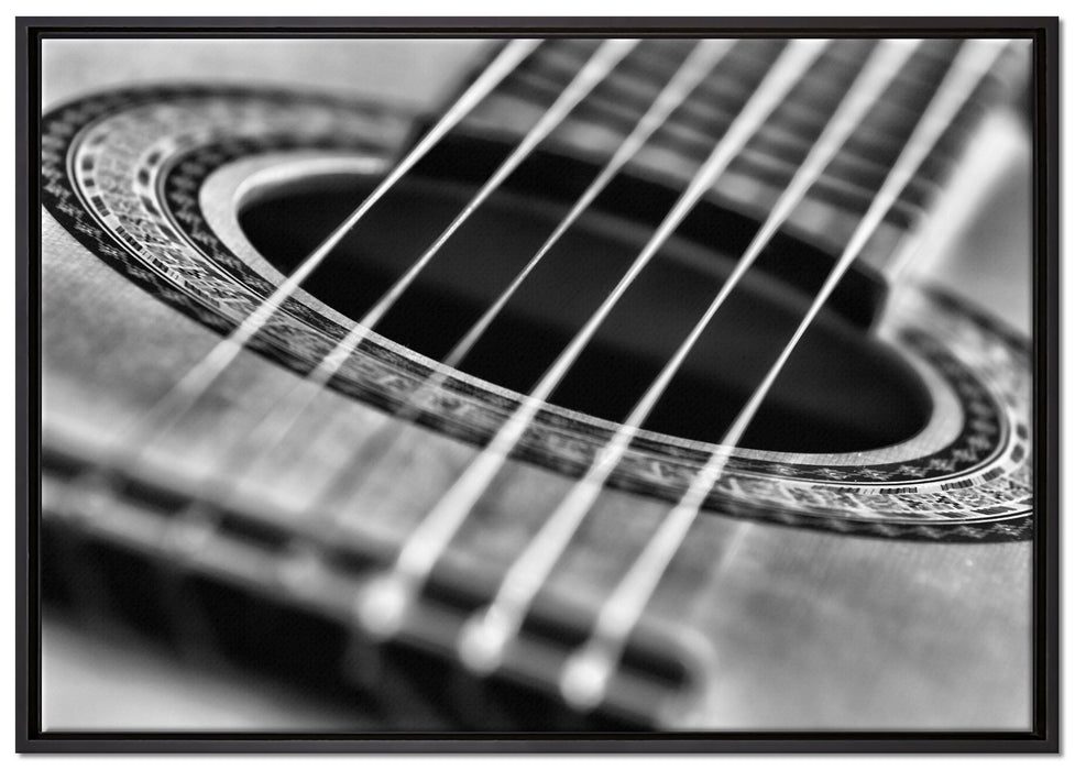 Gitarrensaiten and Music auf Leinwandbild gerahmt Größe 100x70