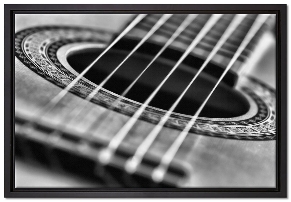 Gitarrensaiten and Music auf Leinwandbild gerahmt Größe 60x40