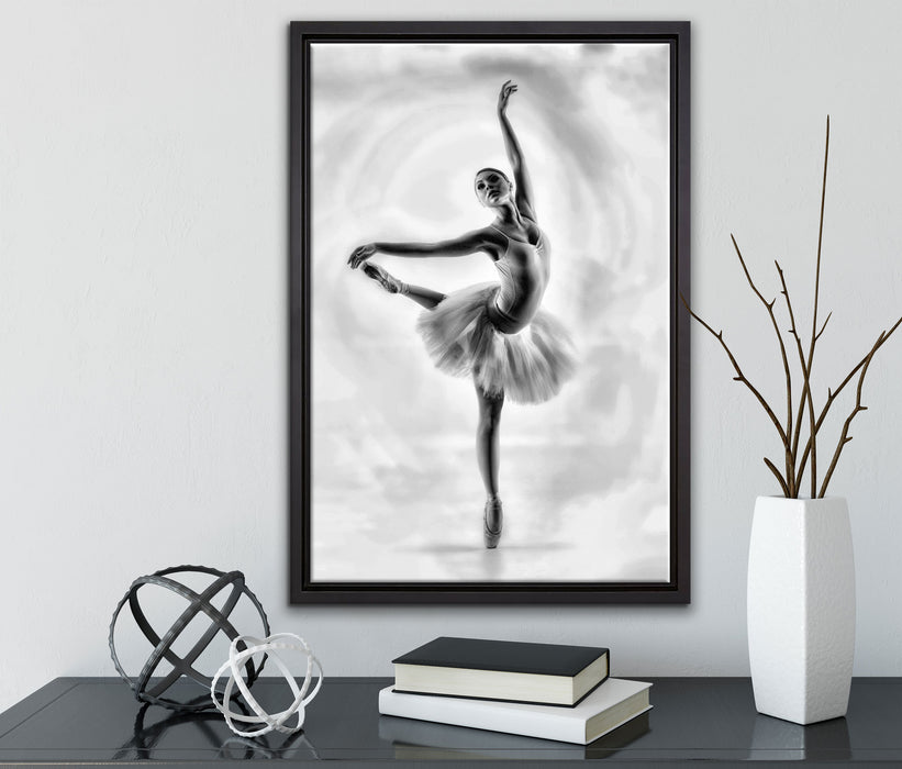 Ästhetische Ballerina auf Leinwandbild gerahmt mit Kirschblüten