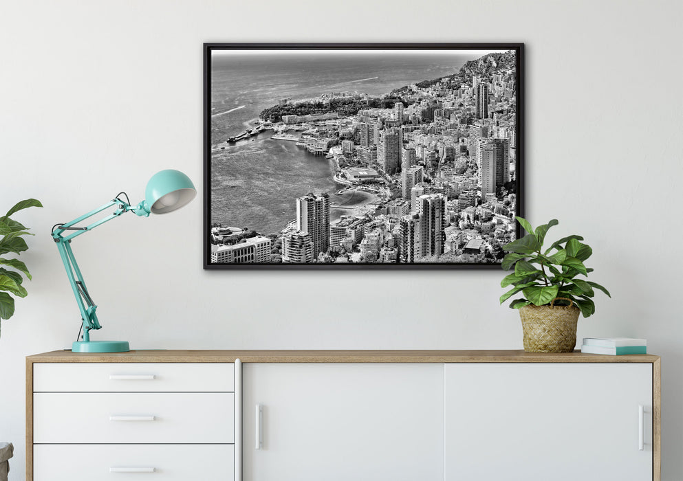 Blick auf das Monte Carlo auf Leinwandbild gerahmt verschiedene Größen im Wohnzimmer