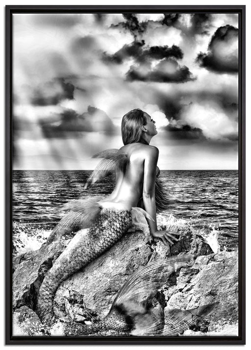 Traumhafte Meerjungfrau auf Leinwandbild gerahmt Größe 100x70