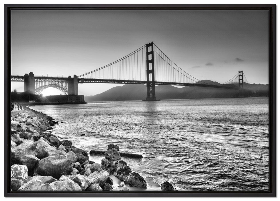 Imposante Golden Gate Bridge auf Leinwandbild gerahmt Größe 100x70