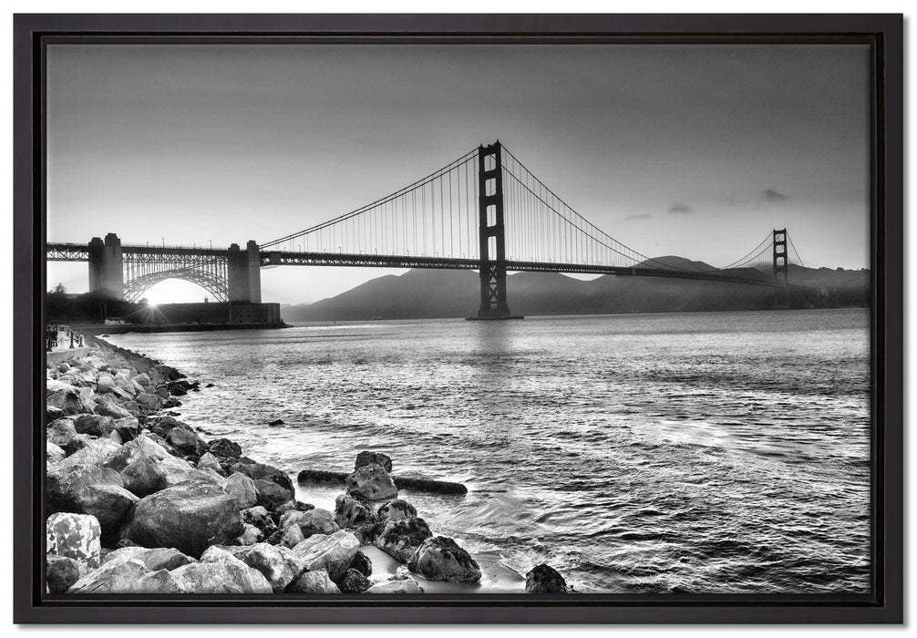 Imposante Golden Gate Bridge auf Leinwandbild gerahmt Größe 60x40