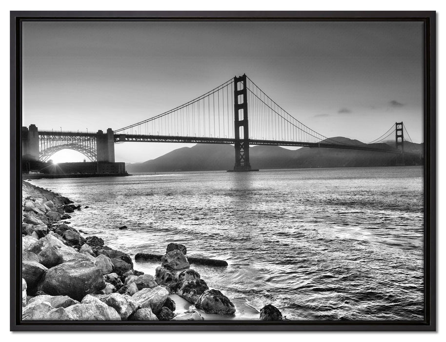 Imposante Golden Gate Bridge auf Leinwandbild gerahmt Größe 80x60