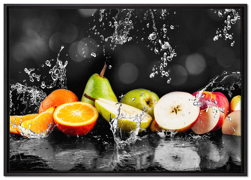 Früchte im Wasser auf Leinwandbild gerahmt Größe 100x70