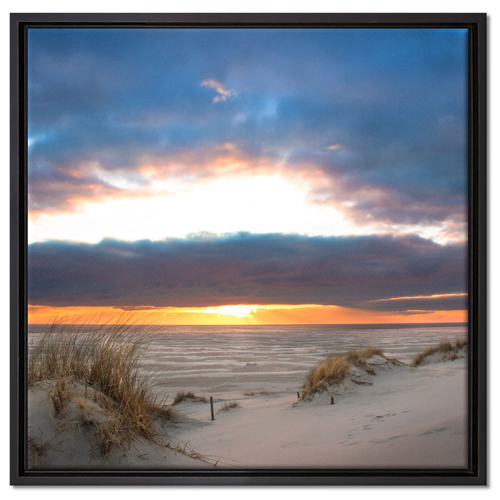 Sanddüne an der Nordsee auf Leinwandbild Quadratisch gerahmt Größe 60x60