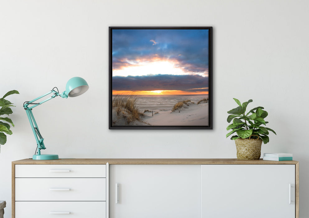 Sanddüne an der Nordsee auf Leinwandbild gerahmt Quadratisch verschiedene Größen im Wohnzimmer