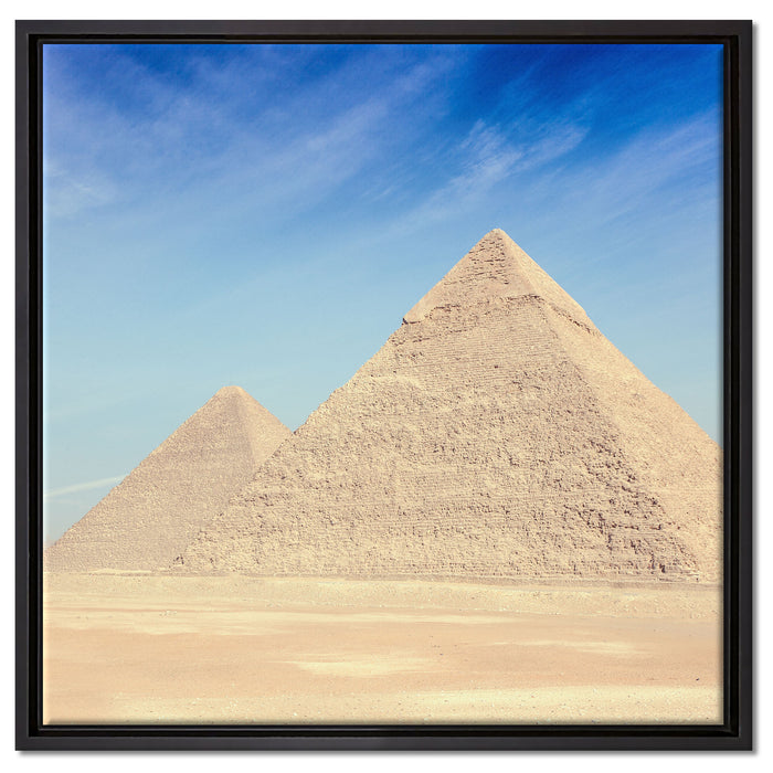 Beeindruckende Pyramiden von Gizeh auf Leinwandbild Quadratisch gerahmt Größe 60x60