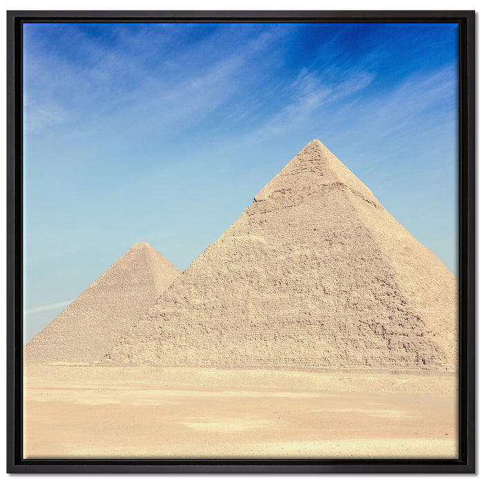 Beeindruckende Pyramiden von Gizeh auf Leinwandbild Quadratisch gerahmt Größe 70x70