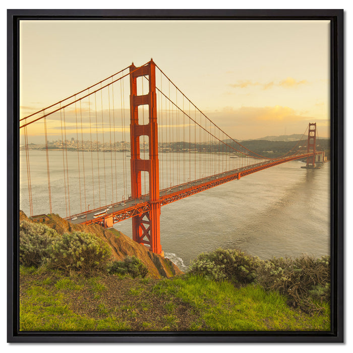 Prächtige Golden Gate Bridge auf Leinwandbild Quadratisch gerahmt Größe 60x60
