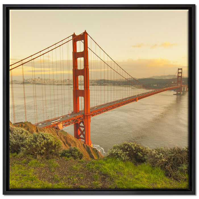 Prächtige Golden Gate Bridge auf Leinwandbild Quadratisch gerahmt Größe 70x70