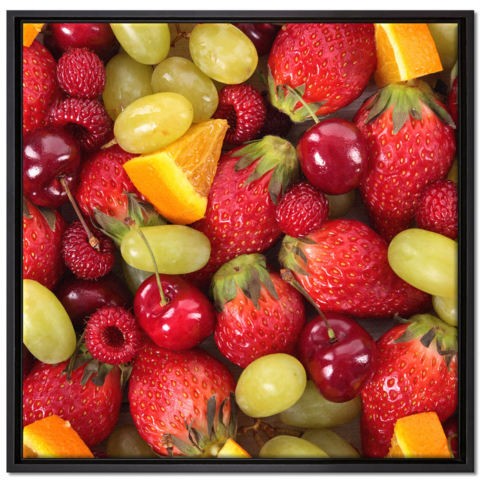 Leckere Früchte auf Leinwandbild Quadratisch gerahmt Größe 70x70