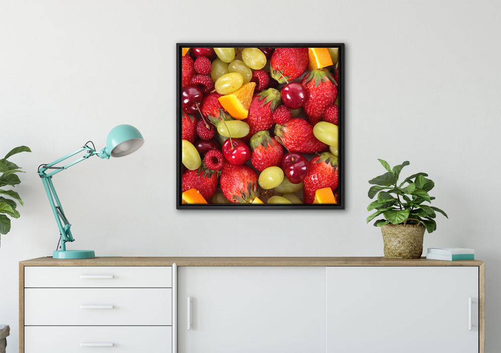 Leckere Früchte auf Leinwandbild gerahmt Quadratisch verschiedene Größen im Wohnzimmer