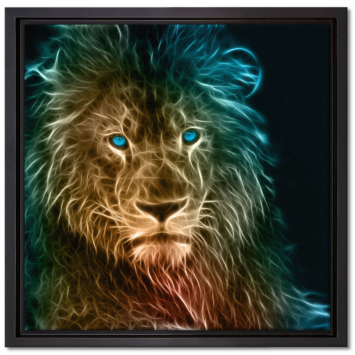 Stolzer Löwe Abstrakt auf Leinwandbild Quadratisch gerahmt Größe 40x40