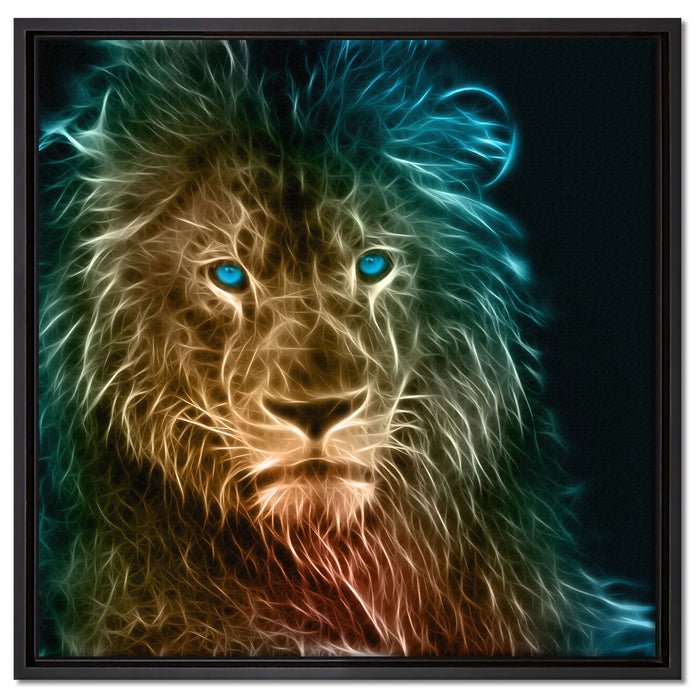 Stolzer Löwe Abstrakt auf Leinwandbild Quadratisch gerahmt Größe 60x60
