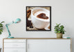 Tasse Kaffee mit Schokolade auf Leinwandbild gerahmt Quadratisch verschiedene Größen im Wohnzimmer