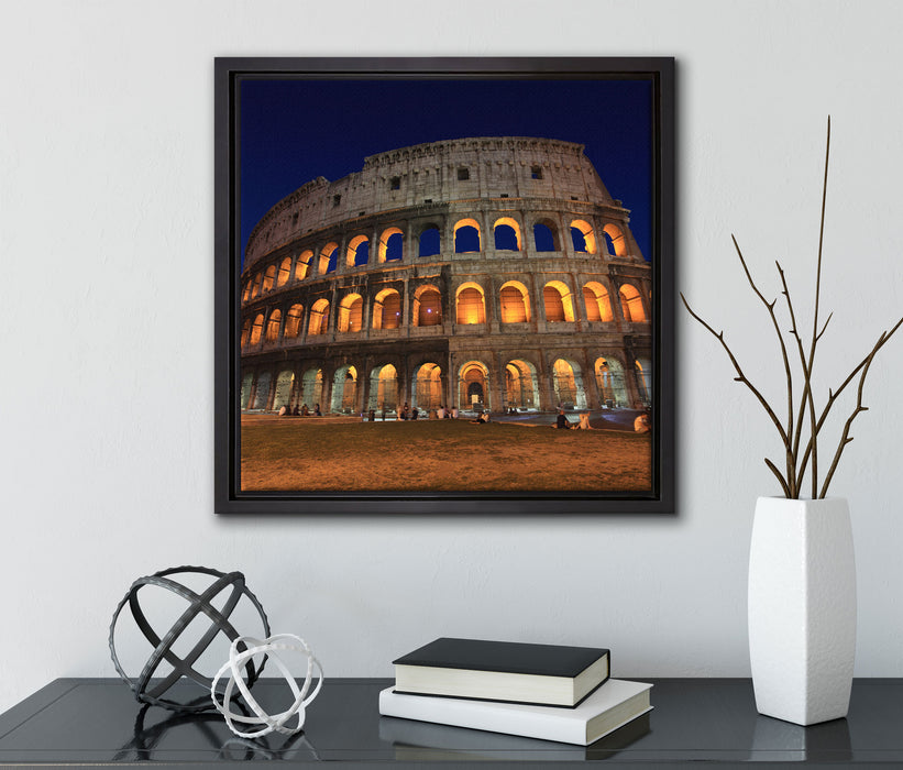 Colosseum in Rom  auf Leinwandbild Quadratisch gerahmt mit Kirschblüten